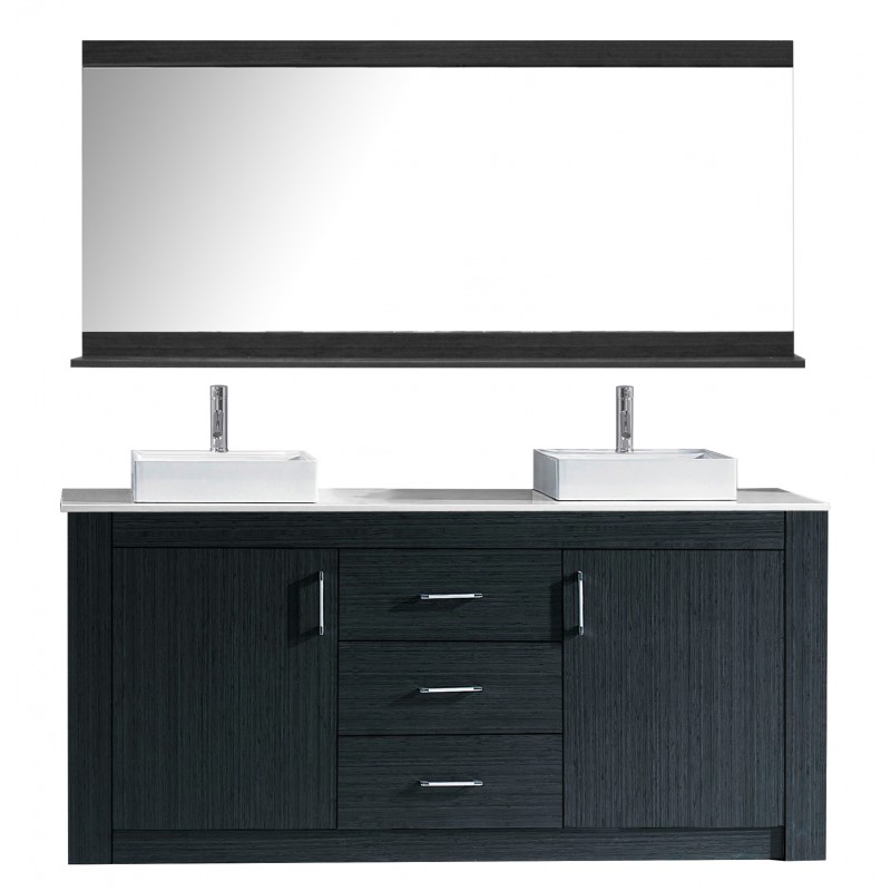 Tavian 72" Double Bathroom Vanity Cabinet Set in Grey