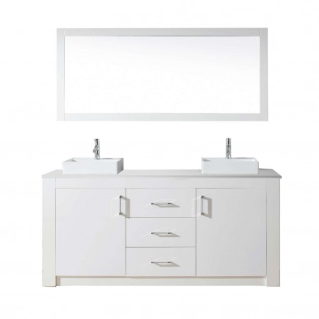 Tavian 72" Double Bathroom Vanity Cabinet Set in White