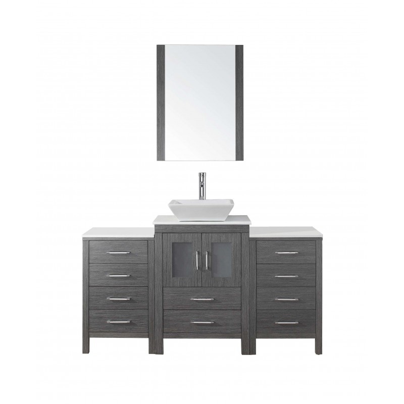 Dior 60" Single Bathroom Vanity Cabinet Set in Zebra Grey