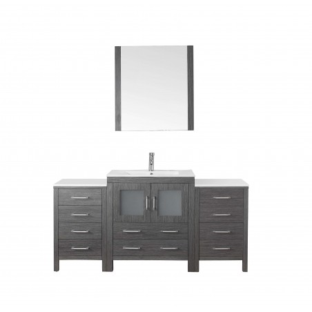 Dior 66" Single Bathroom Vanity Cabinet Set in Zebra Grey