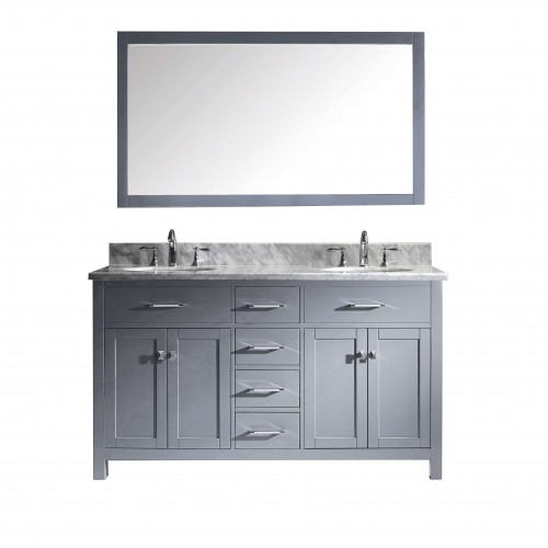 Caroline 60" Double Bathroom Vanity Cabinet Set in Grey
