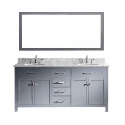 Caroline 72" Double Bathroom Vanity Cabinet Set in Grey