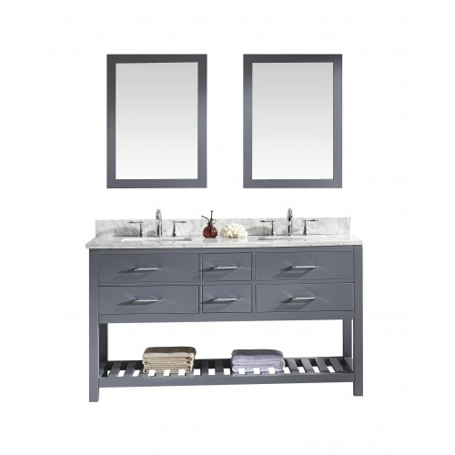 Caroline Estate 60" Double Bathroom Vanity Cabinet Set in Grey