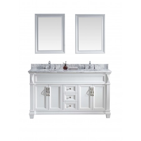 Victoria 60" Double Bathroom Vanity Cabinet Set in White