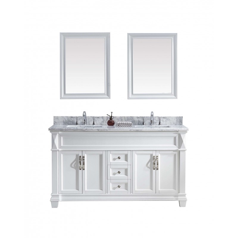 Victoria 60" Double Bathroom Vanity Cabinet Set in White