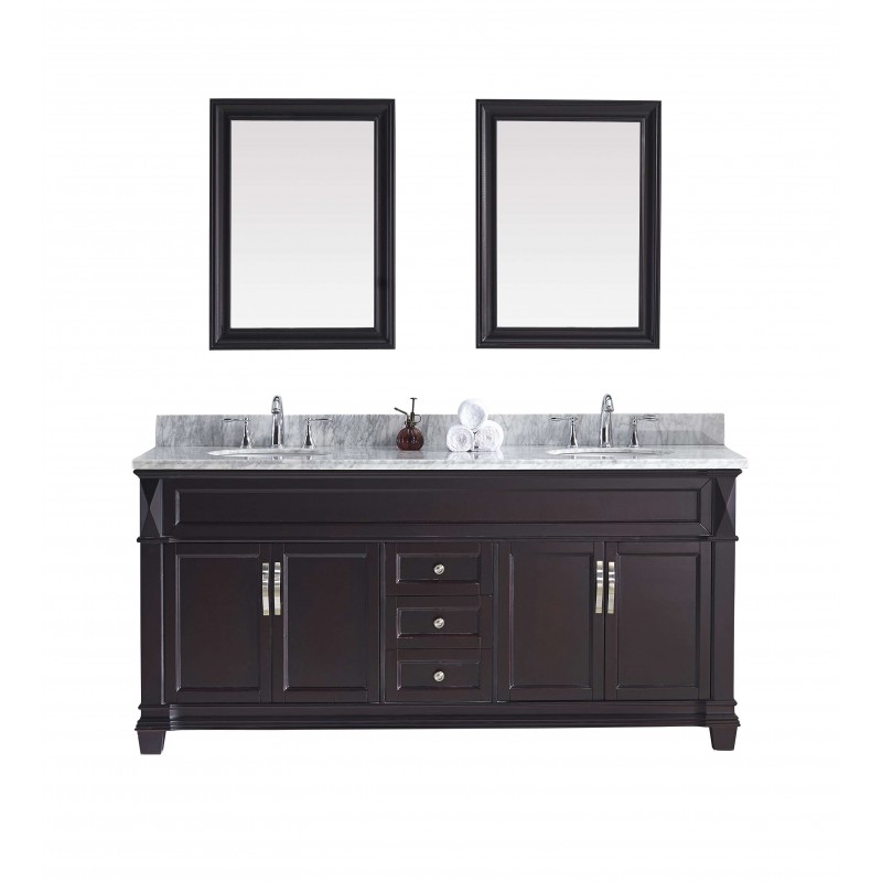 Victoria 72" Double Bathroom Vanity Cabinet Set in Espresso