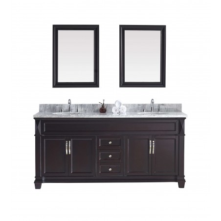 Victoria 72" Double Bathroom Vanity Cabinet Set in Espresso