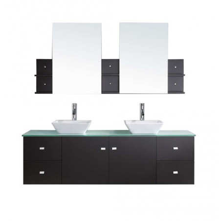 Clarissa 72" Double Bathroom Vanity Cabinet Set in Espresso