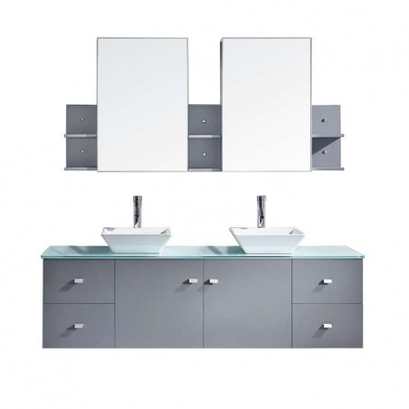 Clarissa 72" Double Bathroom Vanity Cabinet Set in Grey