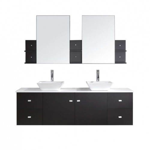 Clarissa 72" Double Bathroom Vanity Cabinet Set in Espresso