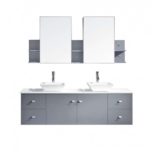 Clarissa 72" Double Bathroom Vanity Cabinet Set in Grey
