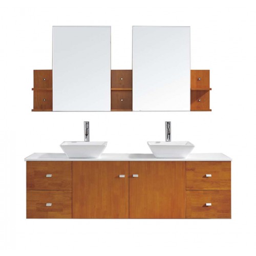 Clarissa 72" Double Bathroom Vanity Cabinet Set in Honey Oak