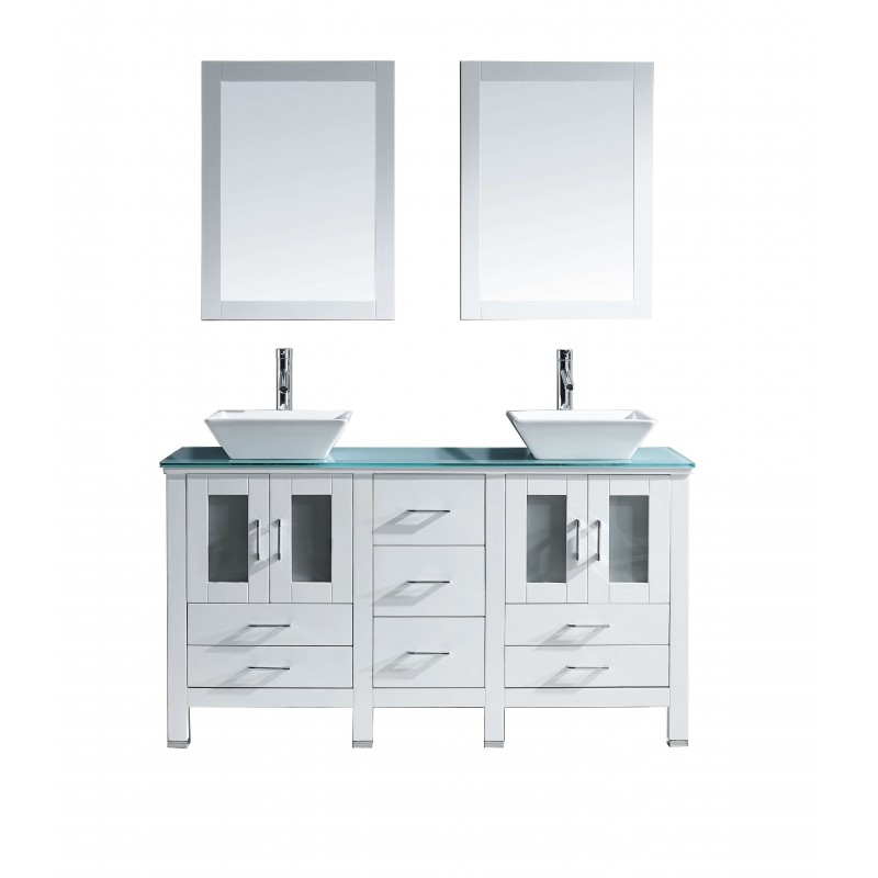 Bradford 60" Double Bathroom Vanity Cabinet Set in White