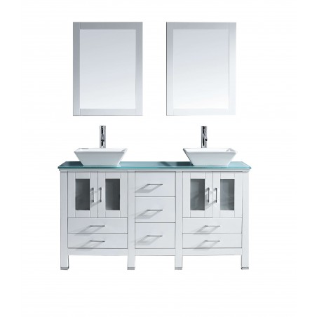 Bradford 60" Double Bathroom Vanity Cabinet Set in White