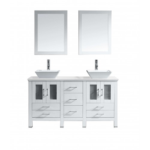 Bradford 60" Double Bathroom Vanity Cabinet Set in White