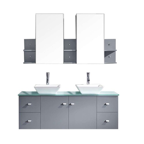 Clarissa 61" Double Bathroom Vanity Cabinet Set in Grey