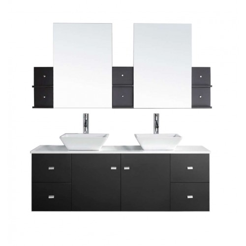 Clarissa 61" Double Bathroom Vanity Cabinet Set in Espresso