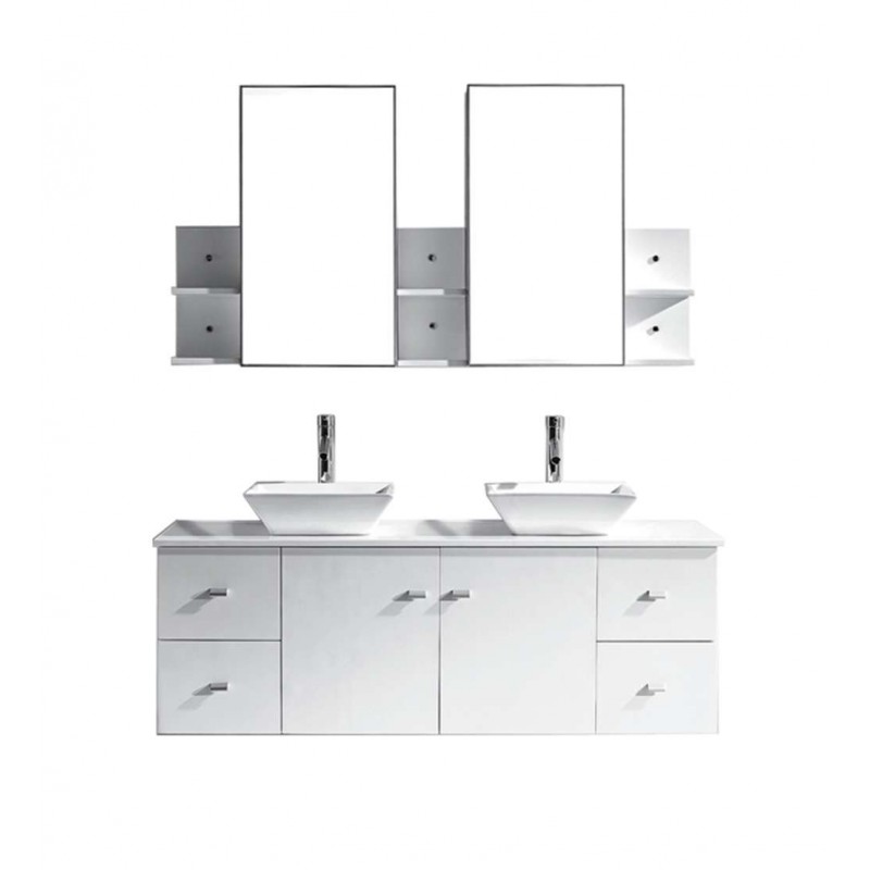 Clarissa 61" Double Bathroom Vanity Cabinet Set in White