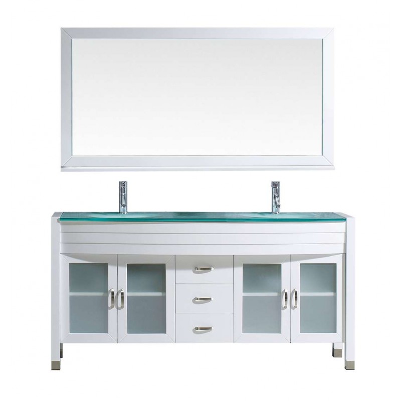 Ava 63" Double Bathroom Vanity Cabinet Set in White