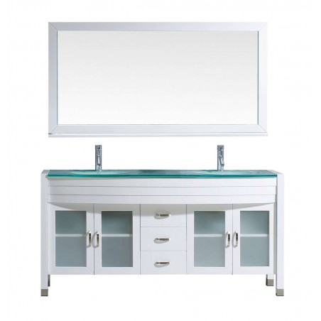 Ava 63" Double Bathroom Vanity Cabinet Set in White