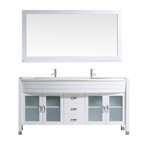 Ava 63" Double Bathroom Vanity Cabinet Set in White