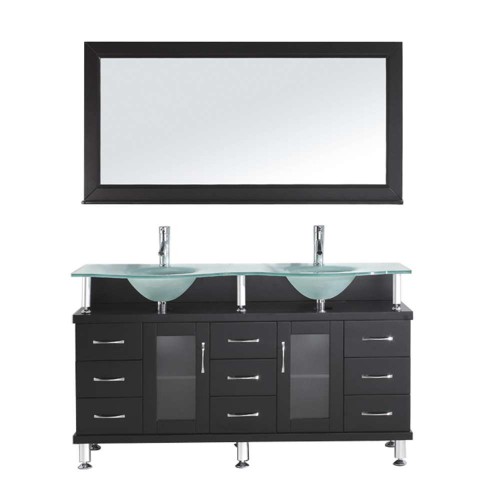 Vincente Rocco 59" Double Bathroom Vanity Cabinet Set in Espresso