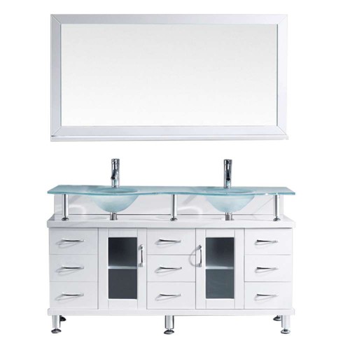 Vincente Rocco 59" Double Bathroom Vanity Cabinet Set in White