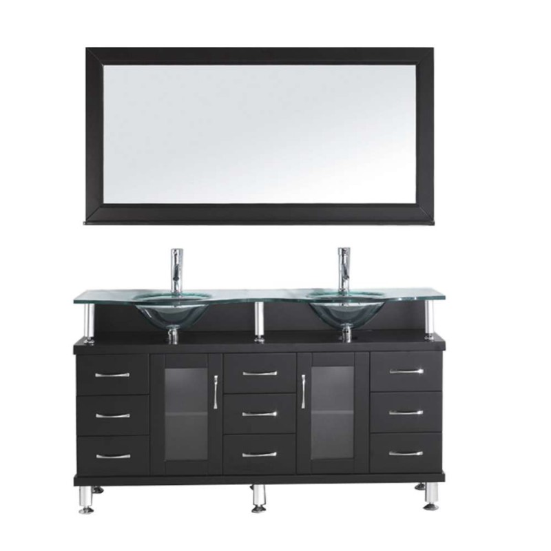 Vincente Rocco 59" Double Bathroom Vanity Cabinet Set in Espresso