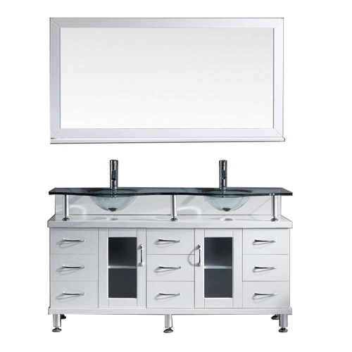 Vincente Rocco 59" Double Bathroom Vanity Cabinet Set in White