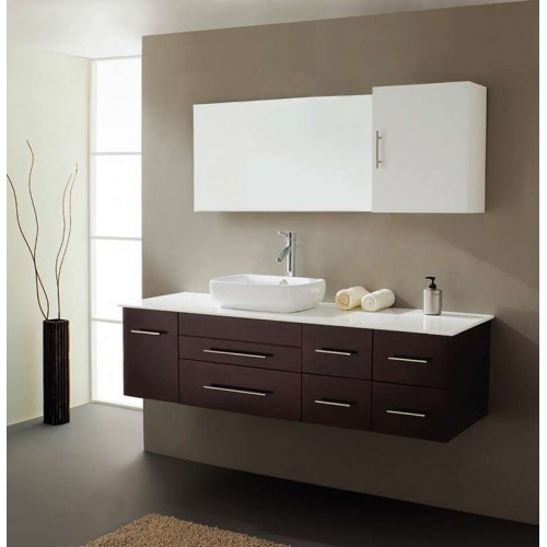 Justine 59" Single Bathroom Vanity Cabinet Set in Espresso