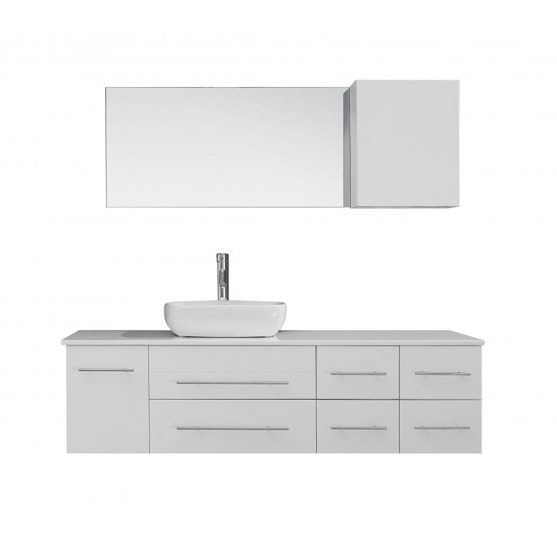 Justine 59" Single Bathroom Vanity Cabinet Set in White