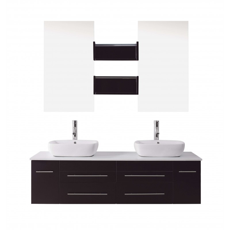Augustine 59" Double Bathroom Vanity Cabinet Set in Espresso