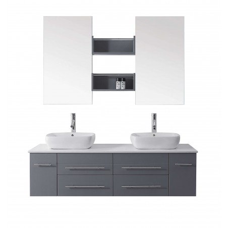 Augustine 59" Double Bathroom Vanity Cabinet Set in Grey