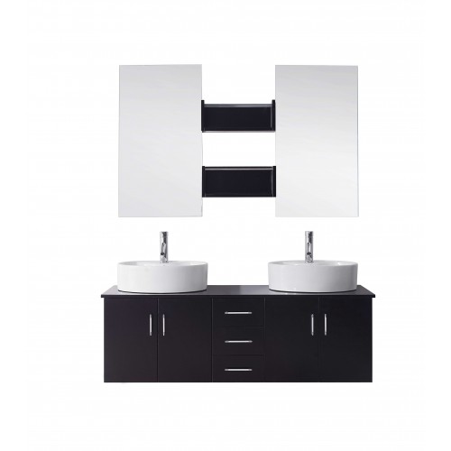 Enya 59" Double Bathroom Vanity Cabinet Set in Espresso