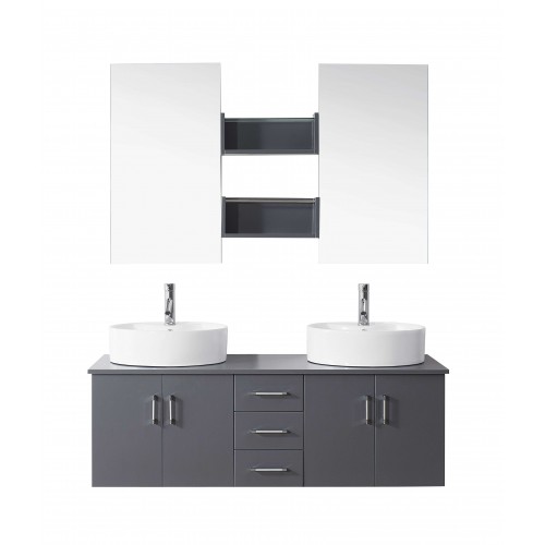 Enya 59" Double Bathroom Vanity Cabinet Set in Grey