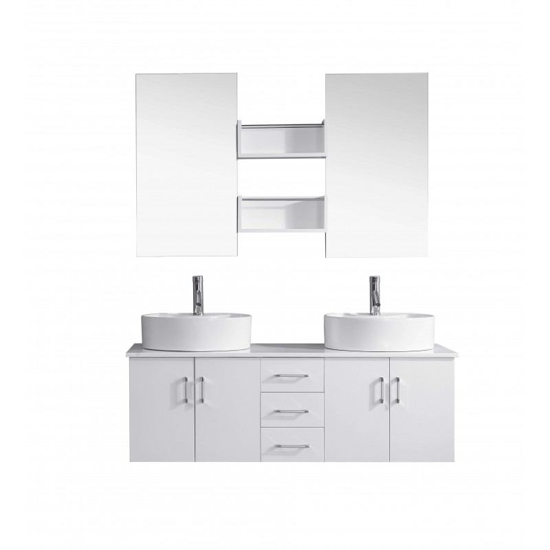 Enya 59" Double Bathroom Vanity Cabinet Set in White