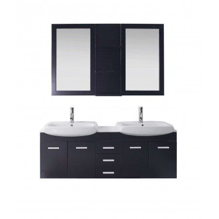 Ophelia 59" Double Bathroom Vanity Cabinet Set in Espresso