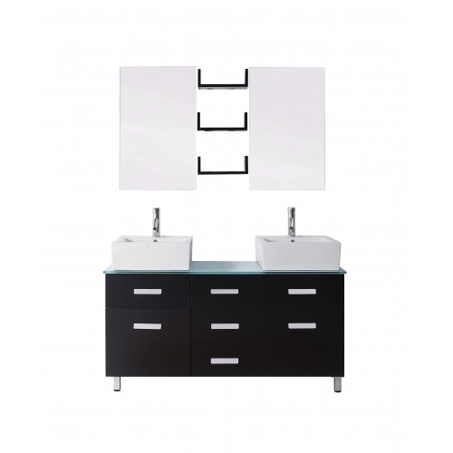 Maybell 56" Double Bathroom Vanity Cabinet Set in Espresso