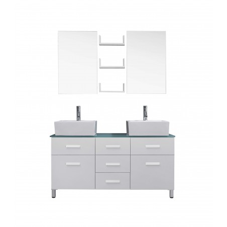 Maybell 56" Double Bathroom Vanity Cabinet Set in White