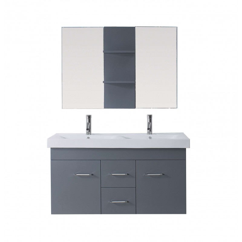Opal 48" Double Bathroom Vanity Cabinet Set in Grey