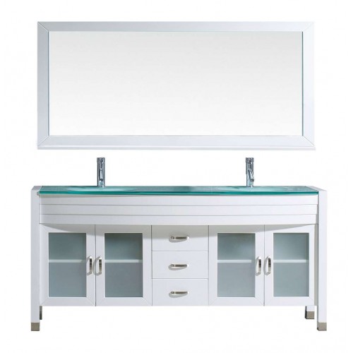 Ava 71" Double Bathroom Vanity Cabinet Set in White
