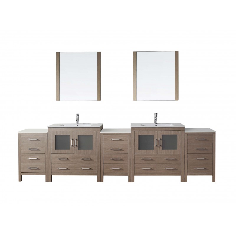 Dior 118" Double Bathroom Vanity Cabinet Set in Dark Oak