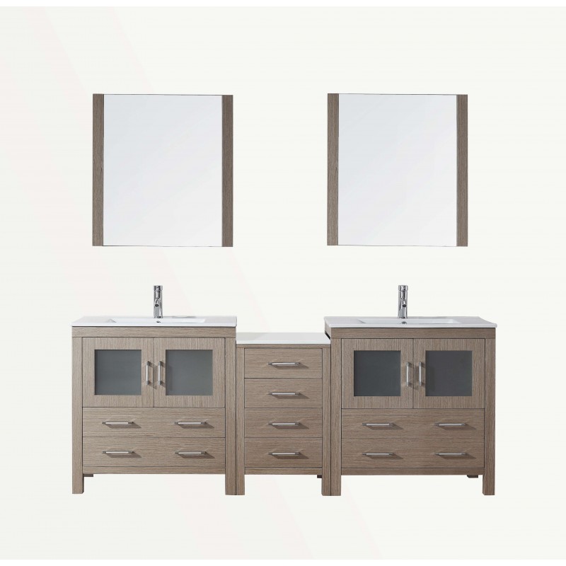 Dior 82" Double Bathroom Vanity Cabinet Set in Dark Oak