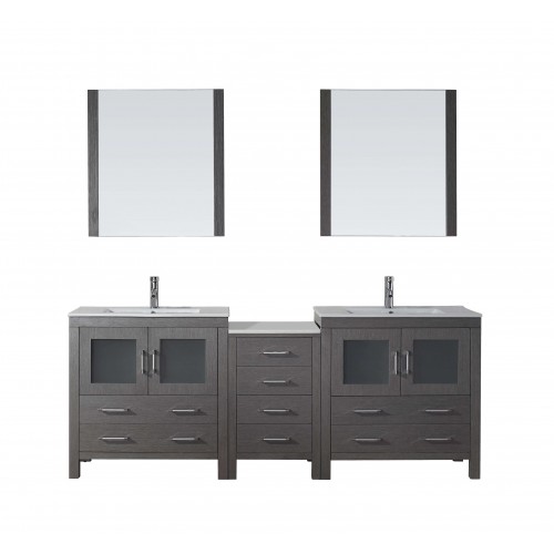Dior 82" Double Bathroom Vanity Cabinet Set in Grey Oak