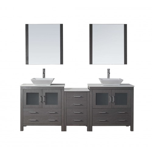 Dior 82" Double Bathroom Vanity Cabinet Set in Grey Oak