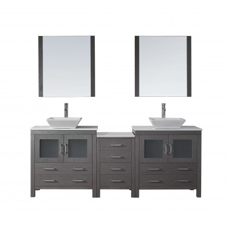 Dior 82" Double Bathroom Vanity Cabinet Set in Grey Oak