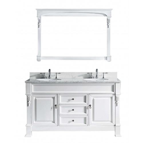 Huntshire 60" Double Bathroom Vanity Cabinet Set in White