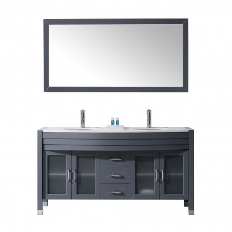 Ava 63" Double Bathroom Vanity Cabinet Set in Grey