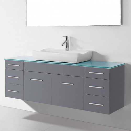 Biagio 56" Single Bathroom Vanity Cabinet Set in Grey