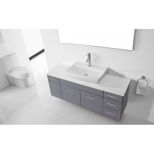 Biagio 56" Single Bathroom Vanity Cabinet Set in Grey